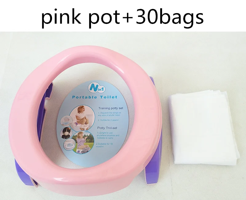 pinkpot with 30bags Портативная Детская уличная дорожные кастрюли для мальчиков и девочек, складная Туалетная раковина, горшок для путешествий, детский складывающийся горшок, детское обучающее сиденье для унитаза - Цвет: pinkpot with 30bags