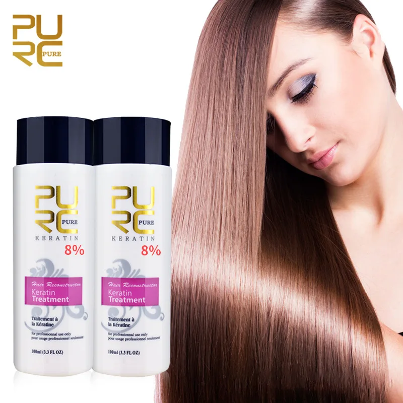 PURC-Productos alisadores para el cabello, tratamiento de cuero cabelludo  rizado, tratamiento de queratina brasileña + champú purificador, juego de  cuidado del cabello - AliExpress