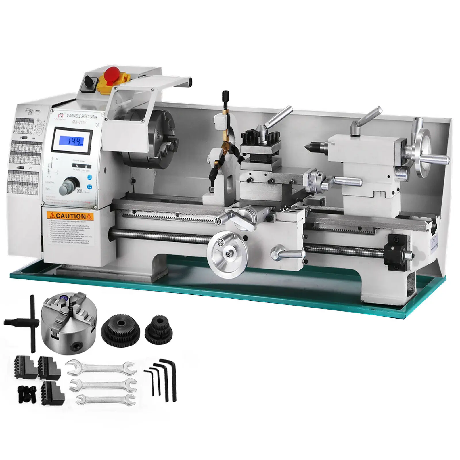 MX 210V Metal Lathe Machine Processing Variable Speed Lathe Metric and Inch Thread Metal Wood Turning 750W 220V