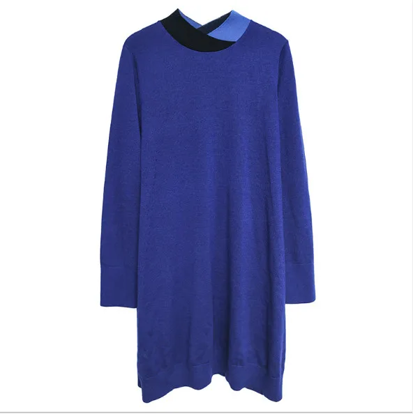 Wool Women Knitted Dress Autumn Winter Female Sweater Dress Lady Long Knitted Dress