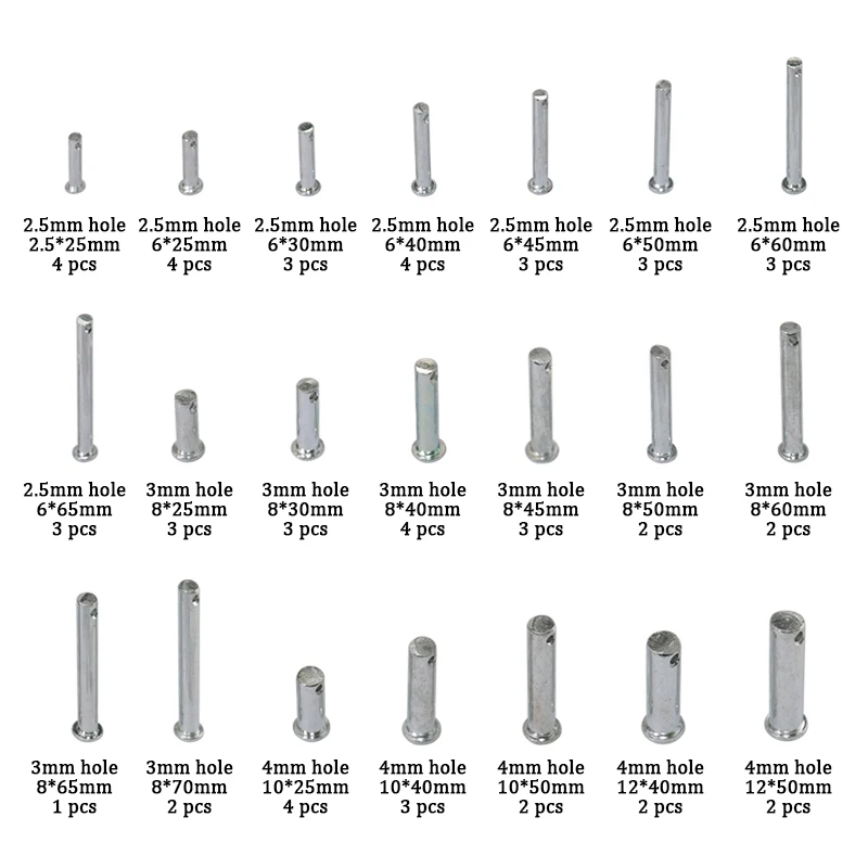 M8 M10 M12 Clevis Pins with Head Carbon Steel with Zinc Plat Shaft Flat Head with Hole Positioning Pins Cylindrical Pin Bolt Pin
