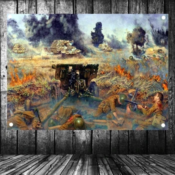 

WW2 GER Wehrmacht Panzer T-VI Tiger Tank Combat Scene Military Posters Flag Banner Tapestry Mural Vintage Decor Upholstery C3