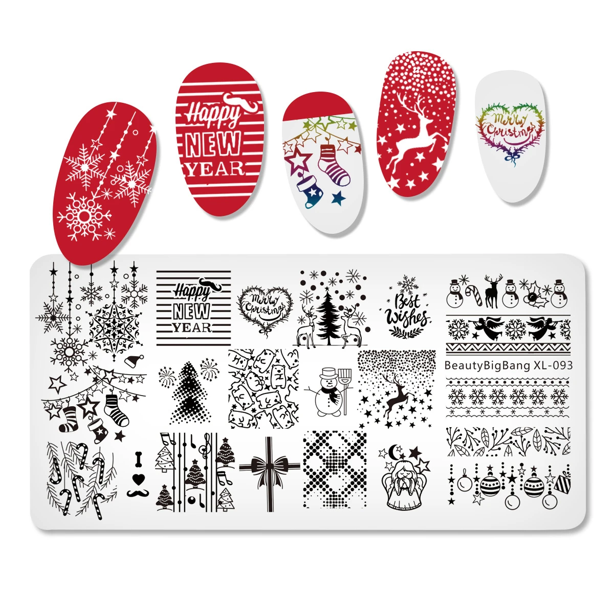 BEAUTYBIGBANG 6*12 см рождественские пластины для штамповки ногтей дерево носок штамп
