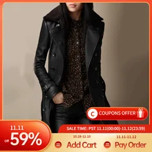 Winter Long PU Jacket Women Faux Leather Jackets Fashion Motorcycle Coat Lady Fashion Autumn Goth Black Windbreaker Outwear 2021