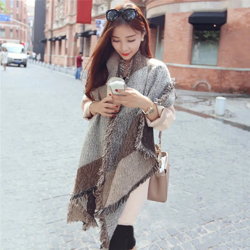 Women Black Warm Cashmere Pashmina Winter Scarf New Brand bufandas mujer New Warm Scarf Large Size Shawls Blanket Scarves