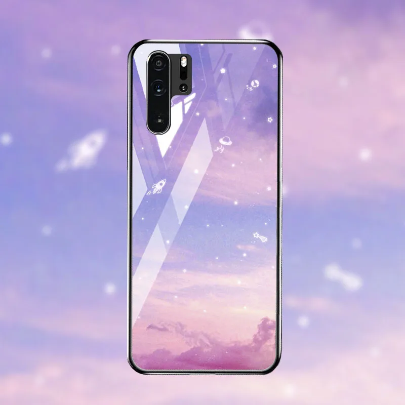 Чехол для телефона из закаленного стекла для huawei P30 P20 pro чехол, стеклянный цветочный для huawei P30 P20 lite P20 lite чехол, задняя крышка - Цвет: M071