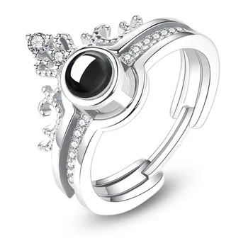 

AILIN Customize Photo Projection Rings Romantic Love Memory 100 languages I love you ring Two In One Stackable Rings