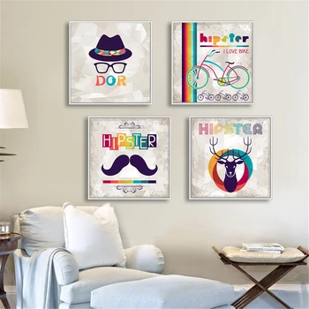 

hipster mordern canvas cartoon painting Wall art craft print on canvas poster cocina print decor for bar cafe kids room