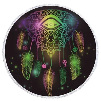 

Wisdom Feather Series Microfiber Beach Towel With Drawstring Backpack Bag Sport Yoga Blanket Swimming Bath Towel