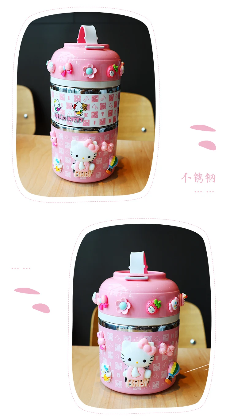 Helloo Kitty Box контейнер для еды детская коробка для завтраков для офиса Kitty Cat Cratoon Милая обеденная коробка для бутербродов дети с Handel Многослойные