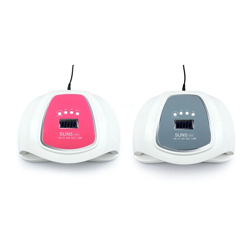 

2 Pcs Sun5 Pro Largest Space 72W Uv Led Nail Lamp Double Light Source Nail Dryer Light Curing Gel Polish Tool with InfraRed Sens