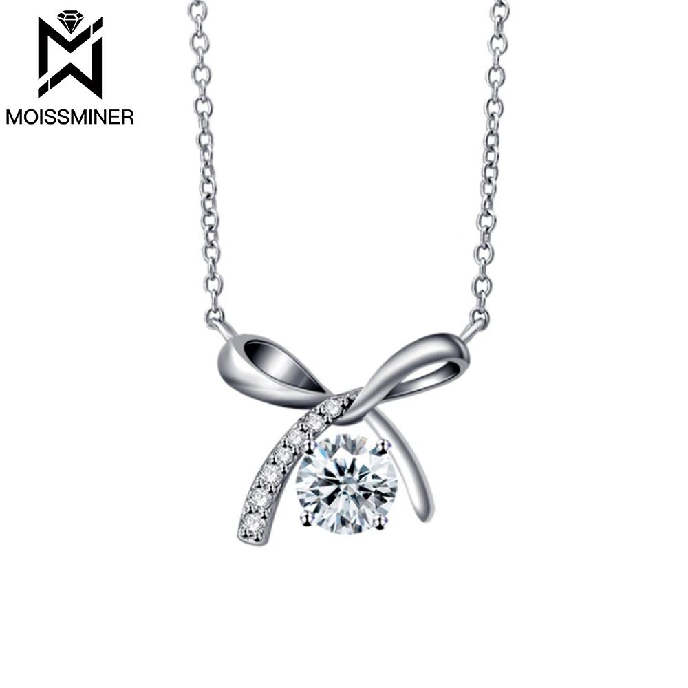 Moissanite Pendants Necklaces S925 Butterfly Bow Real Diamond Iced Out Necklaces For Men Women Jewelry Pass Tester Free Shipping 4 10mm moissanite diamond earrings for women ear studs men high end jewelry pass tester free shipping