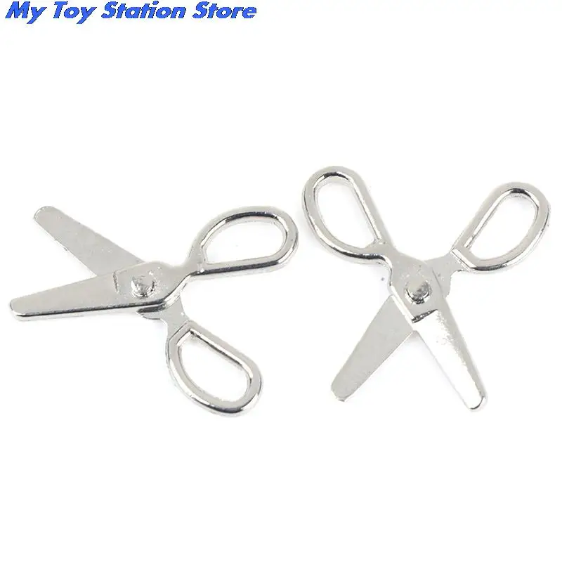 Hot 2pcs Mini Metal Scissors Miniature Dolls House Furniture 1:12 Dollhouse Decor