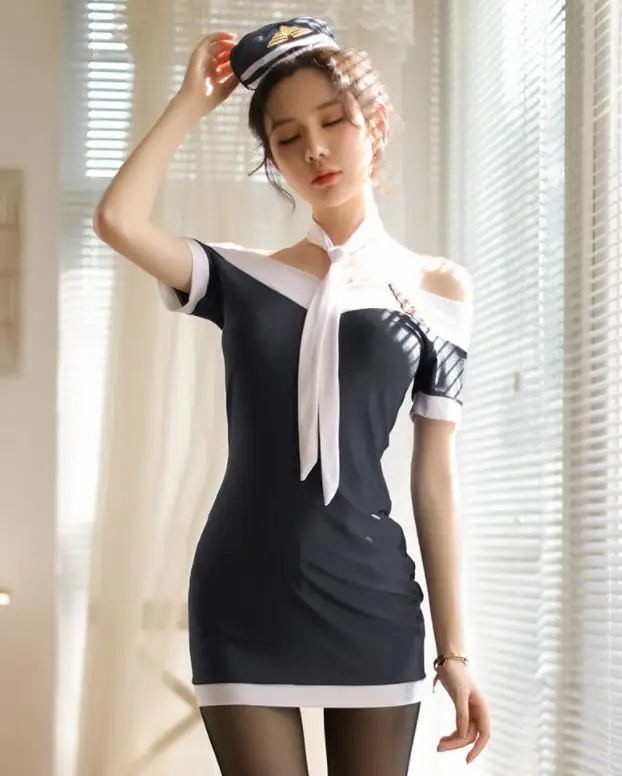 

Airline Stewardess Costumes Women Flight Attendant Uniform Cosplay