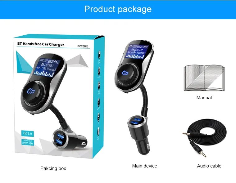 BC26BQ автомобильный fm-излучатель Автомобильный MP3 Bluetooth громкой связи QC3.0 Быстрая зарядка Amazon Горячая