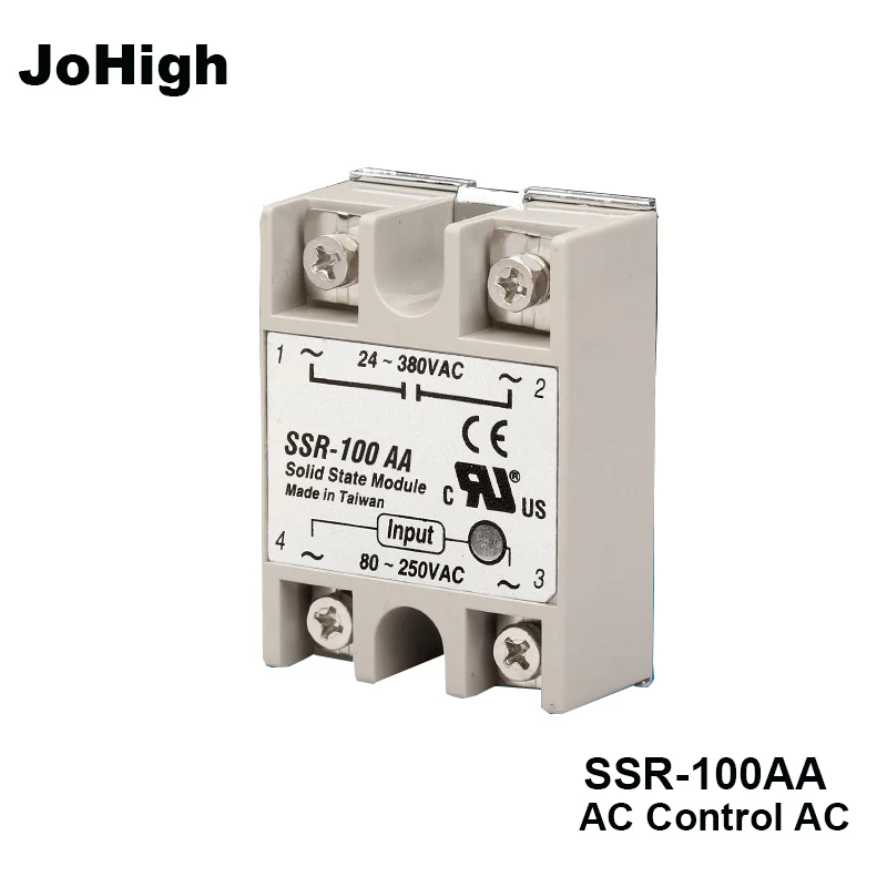 JoHigh 1 шт. 100A небольшой размер релейный модуль SSR100AA AC управление