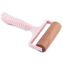 Нетоксичный портативный деревянный ручной толчок для пиццы печенья, ролик для теста, инструмент для выпечки, антипригарный, легко чистится, кухонная Скалка
