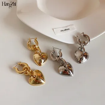 

Women Drop Earrings Jewelry Accessories Long Love Shape 2020 Korean Dongdaemun Simple and Exaggerated Retro Mental Earrings