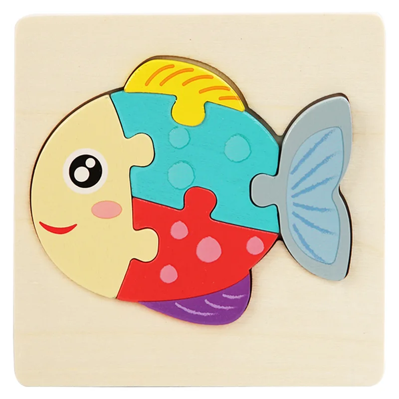 Colorful 3D Cartoon Animal and Vehicle Wooden Puzzle Set