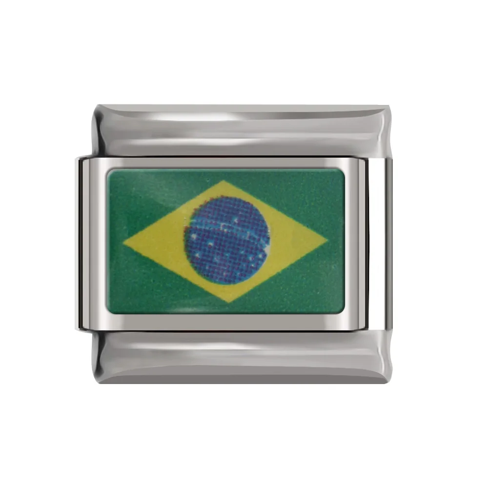 Hapiship, 1 шт., ширина 9 мм, оригинальная национальная подвеска в виде флага, браслет из нержавеющей стали для изготовления ювелирных изделий DJ16 - Окраска металла: Brazil