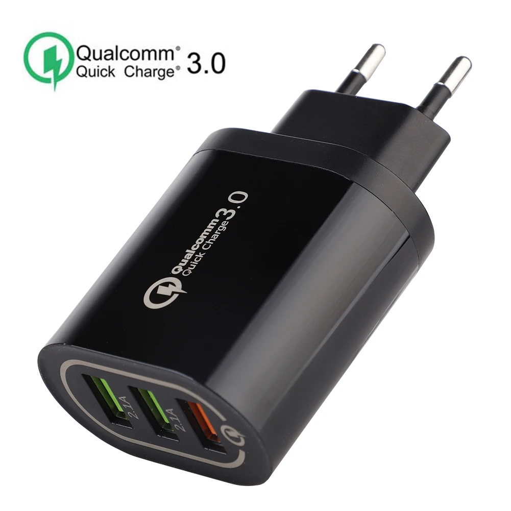 Black EU Универсальное быстрое зарядное устройство USB 18 Вт 3,0 5V 3A для Iphone 7 8 EU US Plug для мобильного телефона, быстрое зарядное устройство для Samsung s8 s9 huawei - Тип штекера: Black EU