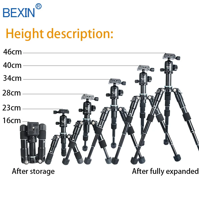  BEXIN Travel flexible portable lightweight camera desktop Tabletop mini ball head tripod phone stan
