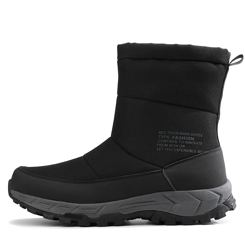 Fashion Winter Men's Boots High Quality Zipper Men Ankle Boots Thick Plush Warm Man Snow Boots Outdoor Motorcycle Shoes 39-46 - Цвет: Черный