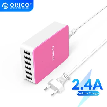 

ORICO 6 Port Desktop Charger 5V2.4A 50W Max Output USB Power Adapter Charging Station for iPhone Samgsung Xiaomi Huawei Tablet