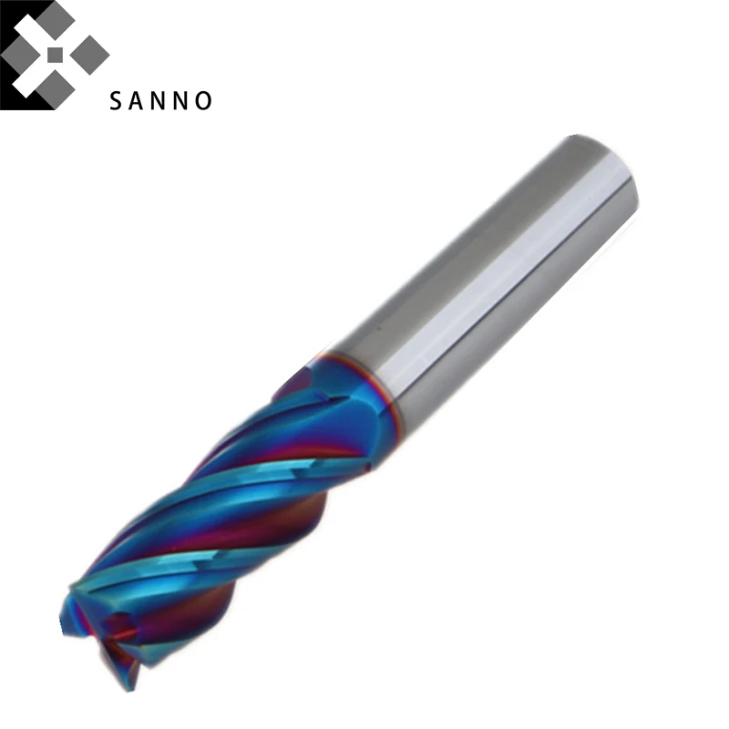 5pcslot 4 flutes hrc 65 degree tungsten steel flattened end mill cnc nano coating milling cutter for metal milling cutting (2)