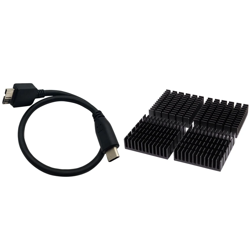 4 шт. Охлаждающий радиатор из черного алюминия 1 от Micro USB 3 0 Type C до B (Micro USB)|Кабели