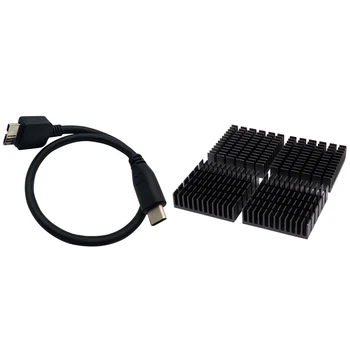 

4pcs Black Aluminum Heat Sink Cooling Fin Cooler & 1pcs USB-C to Micro-USB, USB 3.0 Type C to Micro-B (Micro-USB)