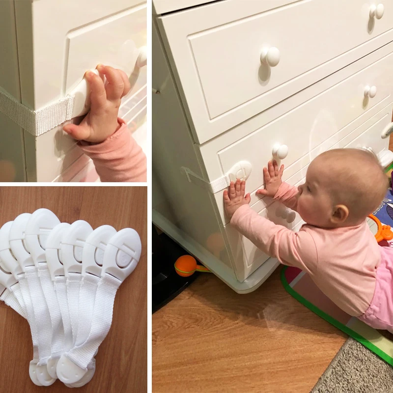 

10Pcs/lot Baby Safety Protector Child Cabinet locking Plastic Lock Protection of Children Locking From Doors Drawers Box Lock