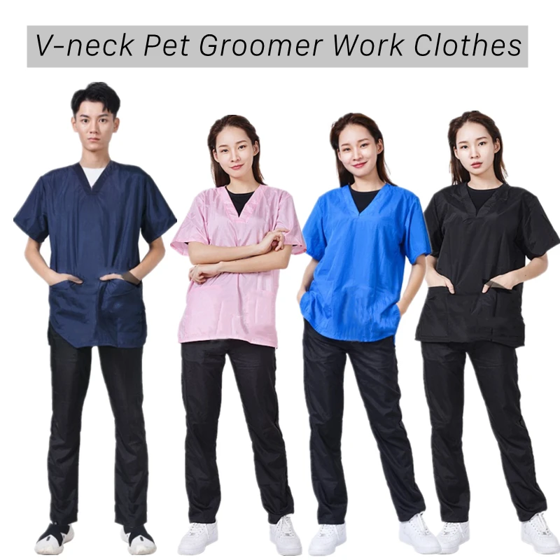 5 Styles Pet Groomer V-neck Uniform Breathable/ Waterproof Cat Dog Hair School Hospital Dedicated Apron Custom Logo G0607 high class european style drop hair salons dedicated barber chair hairdressing chair factory direct sales