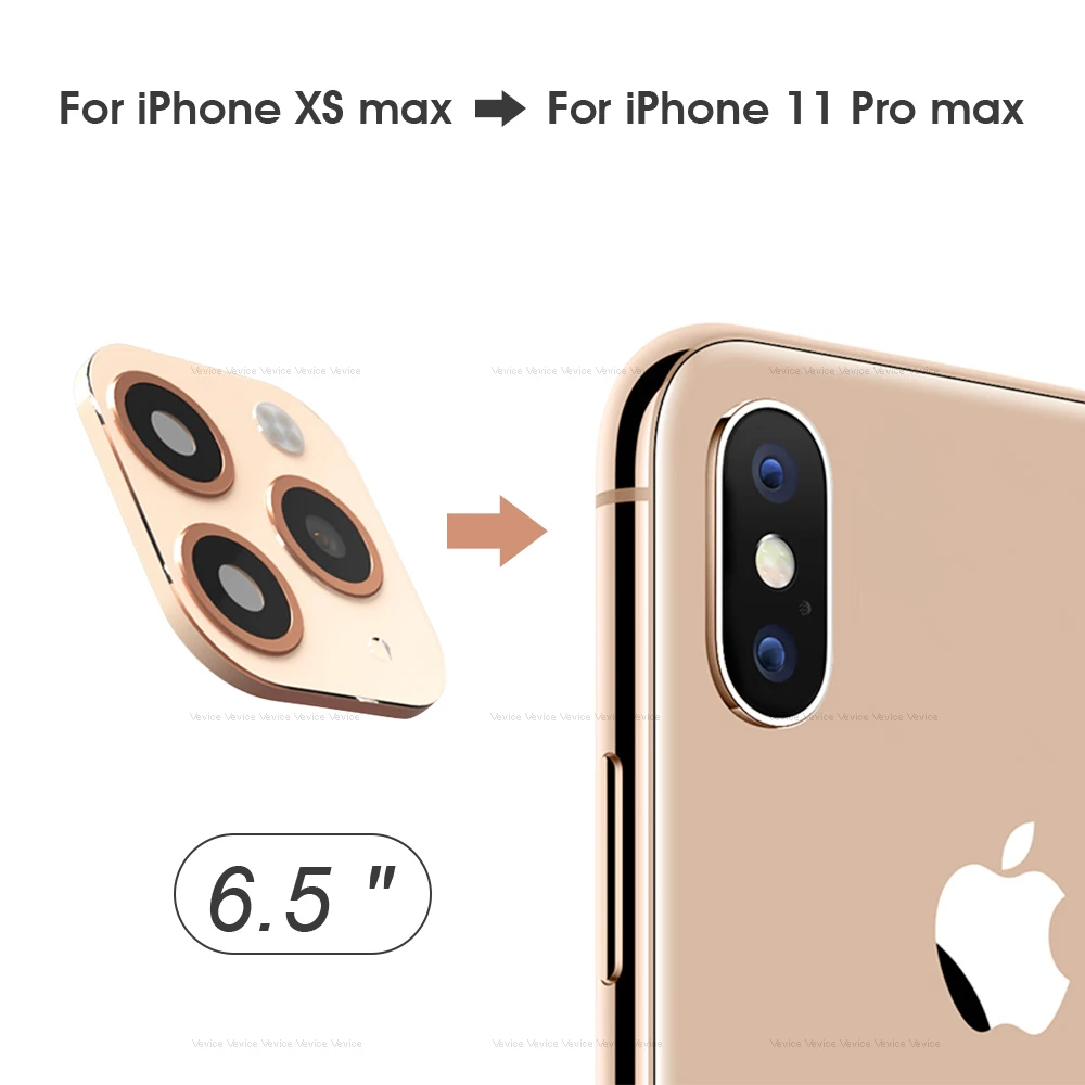 Сменная Крышка для объектива камеры для iPhone 11 Pro Max металлическая наклейка кольцо для камеры для iPhone X Xs XR XS Max Защита объектива - Цвет: Gold For XS Max