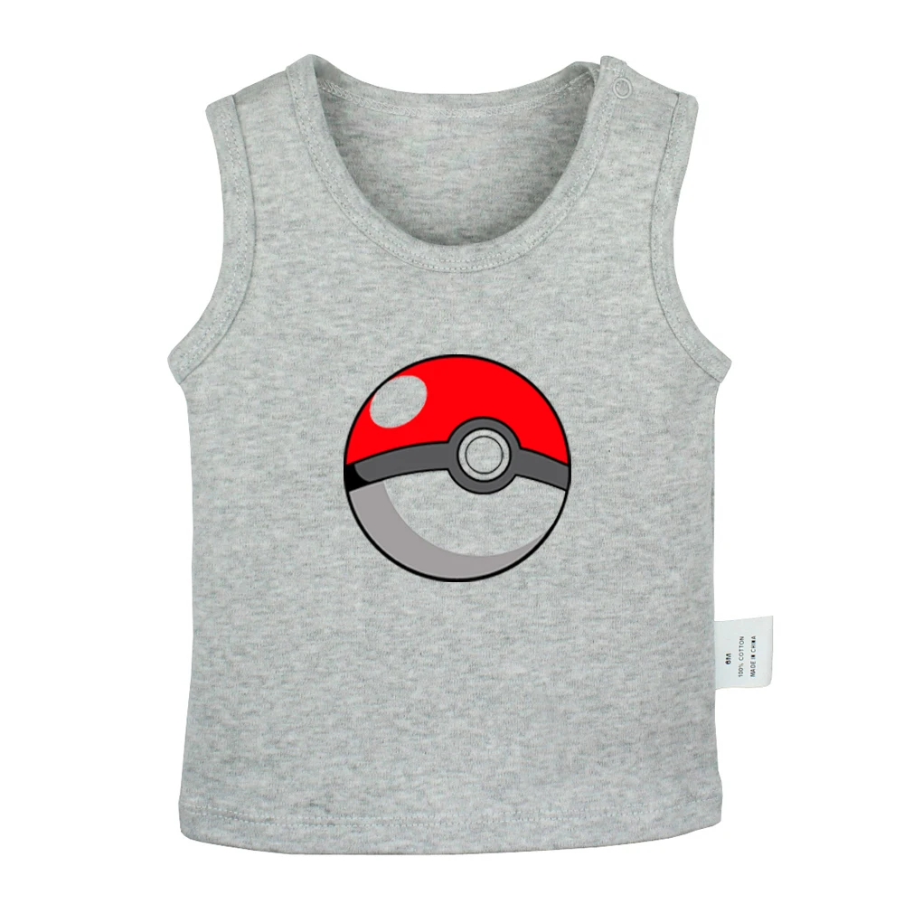 JbBabyYV1038G Pokemon Pokeball ART Покемон Пикачу и компаньоны дизайн новорожденных Детские майки футболки жилет для малышей хлопковая одежда для новорожденных без рукавов - Цвет: JbBabyYV1038G