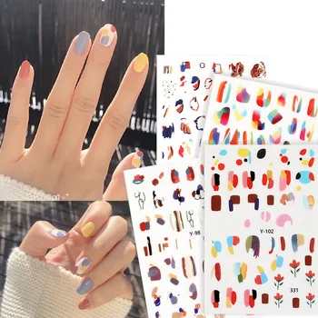 

1pcs Summer Sticker Nail Art Decorations Abstract Woman Face Flower Decals 3D Adhesive Stickers Foil Manicure Wrap DIY Supplies