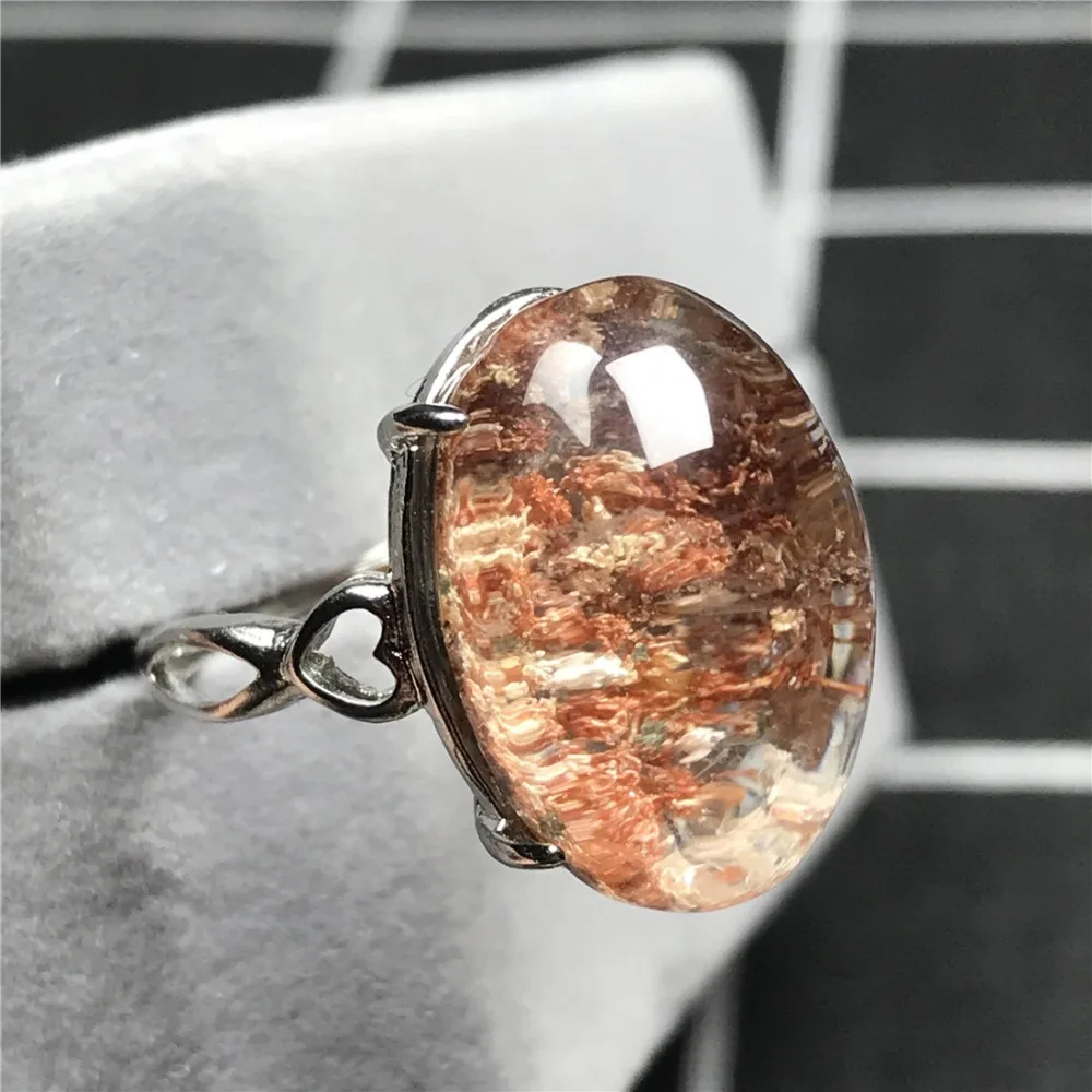 Настоящее натуральное красочное кольцо Phantom Quartz для женщин и мужчин с кристаллами 18x13 мм, садовое привидение, лучший подарок, регулируемое кольцо, ювелирное изделие AAAAA