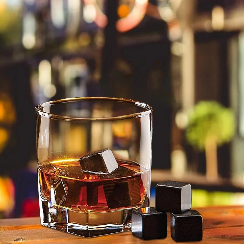 Whisky Wine Tool Set Glass Cup Flannel Storage Bag Stones for Whiskey Wine Beer Juice Cool Drinks Gift Favor