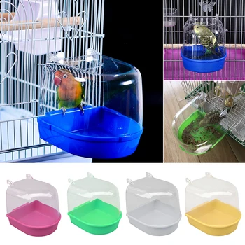 

Plastic Bird Water Bath Box Bathtub Parrot For Parakeet Lovebird Bird Pet Cage Hanging Bowl Parakeet Birdbath Hanging Accessory