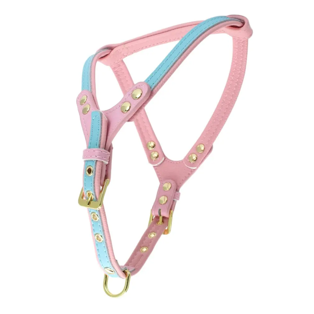 Soft Breathable Harness Belt Chest Strap Leash Collar For Small Cats Pet Dogs Comfortable Double Layer PU And Genuine Leather