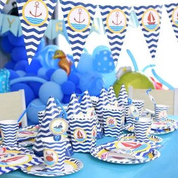 

Baby Party Supplies Set 6 People Sea world Theme Birthday Party Supplies Set Baby Gift Child kids Boys Girls Party Supplies Set