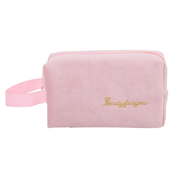 L pink 1 шт. однотонная косметичка, мягкая бархатная женская косметичка для макияжа, органайзер для хранения косметики, косметичка для туалетных принадлежностей - Цвет: L pink