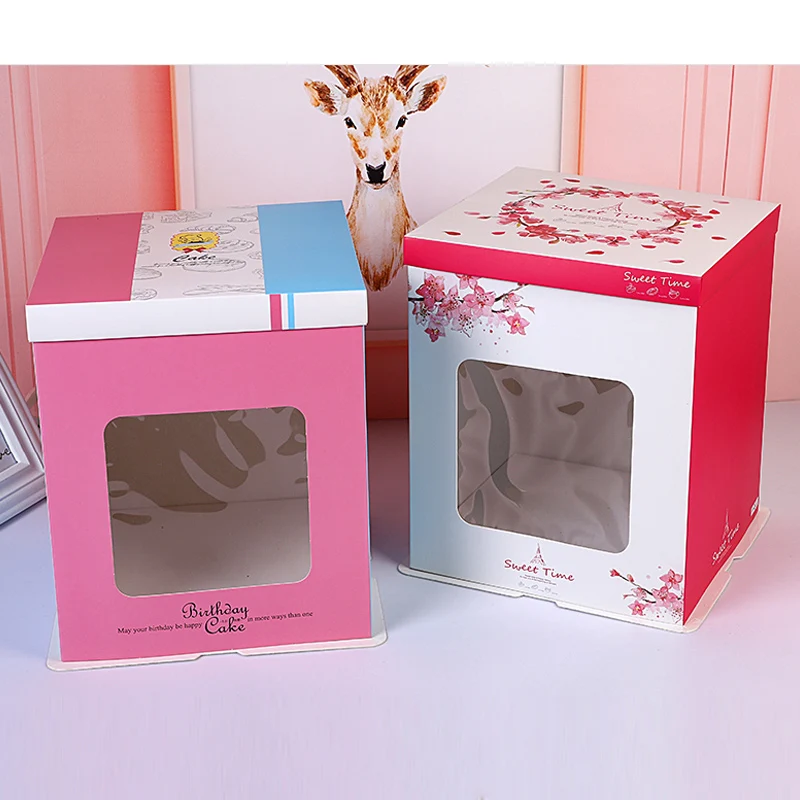 Прозрачная квадратная коробка для торта с принтом окошком упаковки еды Милой