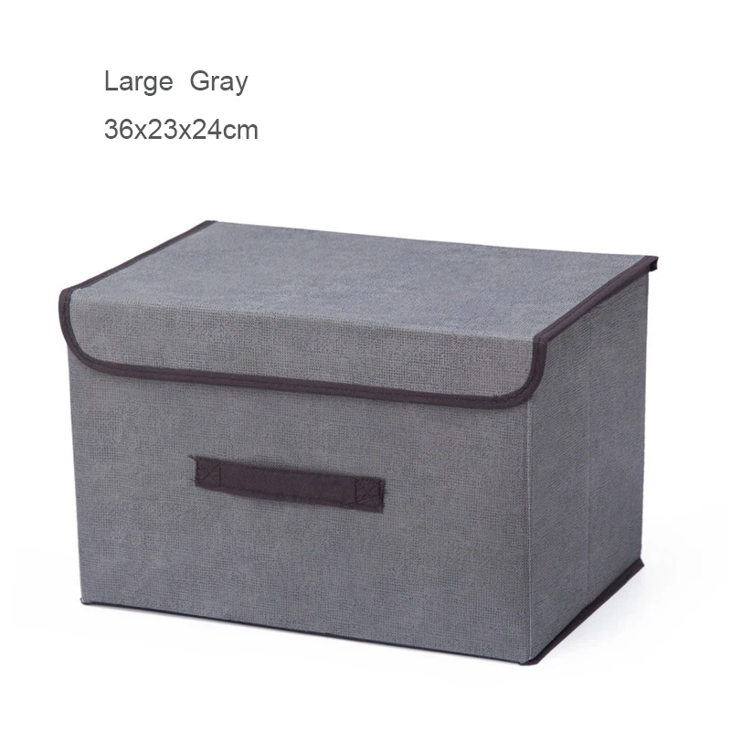MICCK короб для хранения из нетканого полотна с крышкой без запаха корзина для хранения контейнеры ящики Домашняя одежда игрушечный органайзер для мелочей - Цвет: Large Gray