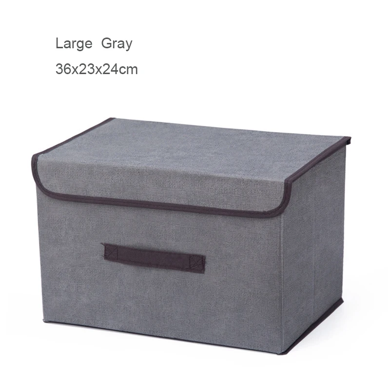 Large Gray MICCK короб для хранения из нетканого полотна с крышкой без запаха корзина для хранения контейнеры ящики Домашняя одежда игрушечный органайзер для мелочей - Цвет: Large Gray