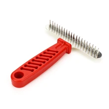 Расческа для домашних животных с красной пластиковой ручкой для собак из нержавеющей стали, расчески для кошек, расческа для удаления шерсти домашних животных, инструмент для удаления волос с открытым узлом, гребни для ухода за шерстью животных, расческа для кошек