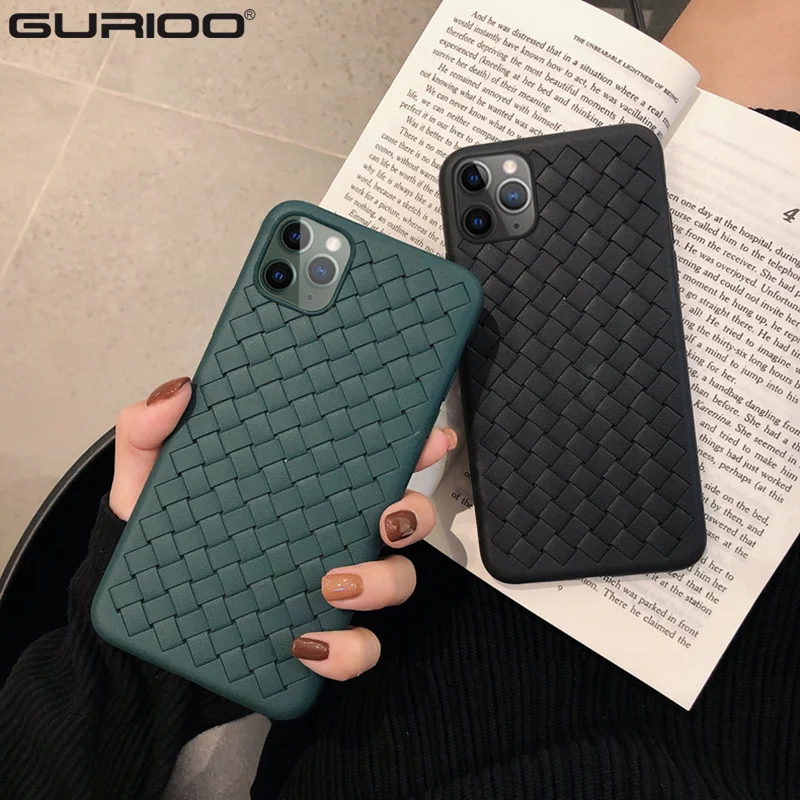 

Breathable Phone Case For iPhone 11 Pro Max Luxury Leather Weave Mesh Grid Cases For iPhone 6 6s 7 8 Plus X XR XS Max Soft Cover