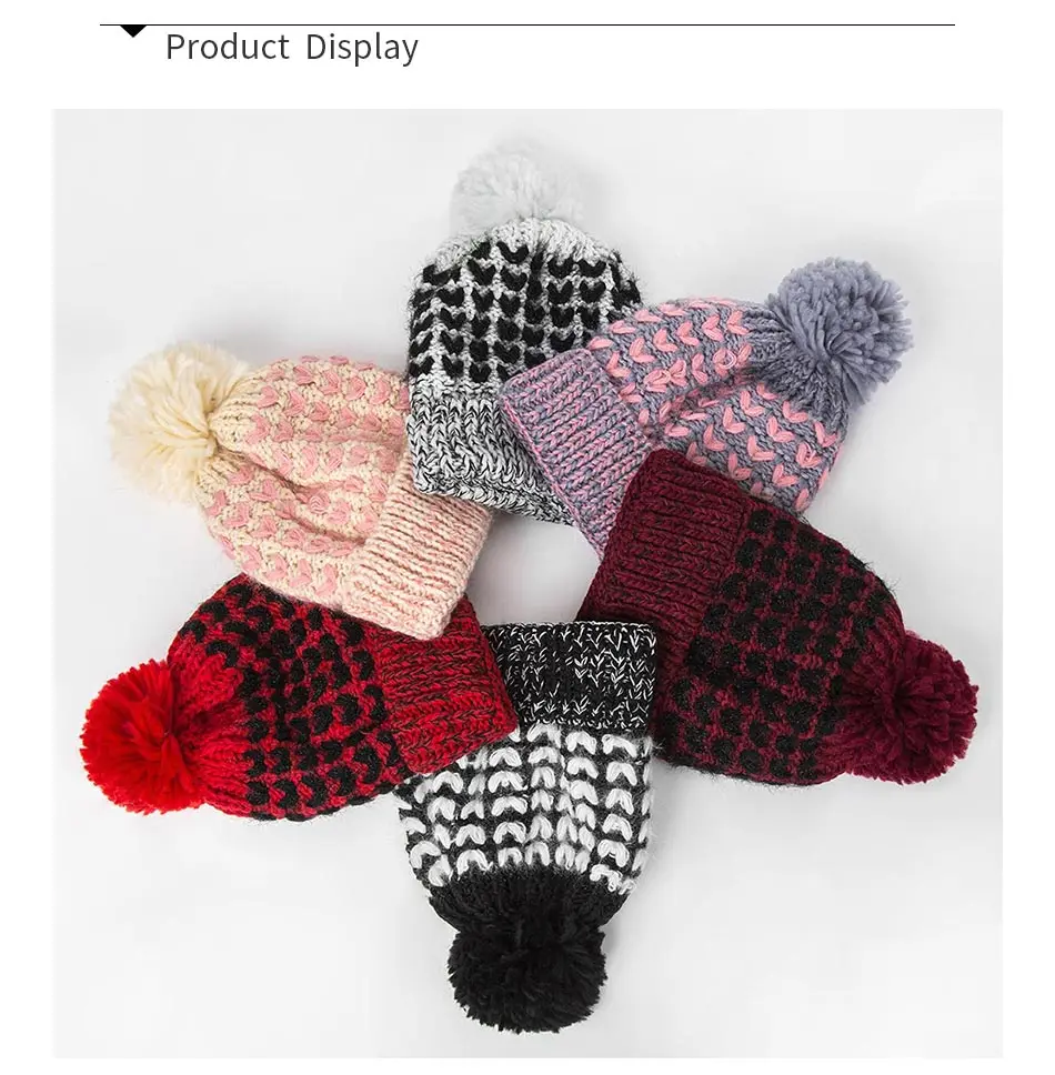 MLTBB женская зимняя шапочка-шарф, набор для девочек, вязаные толстые теплые шапочки, шапки, шарфы с помпоном, плюс бархатный шарф-кольцо, 2 шт
