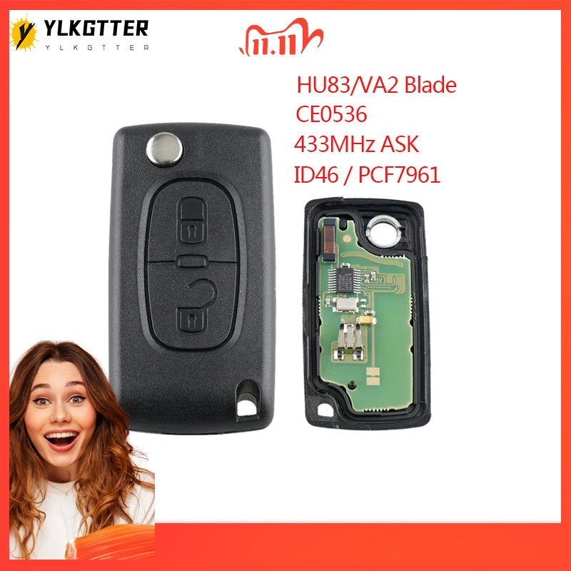 YLKGTTER дистанционный ключ доступа без ключа для Peugeot 207 208 307 308 408 Partner CE0536 модель HU83/VA2