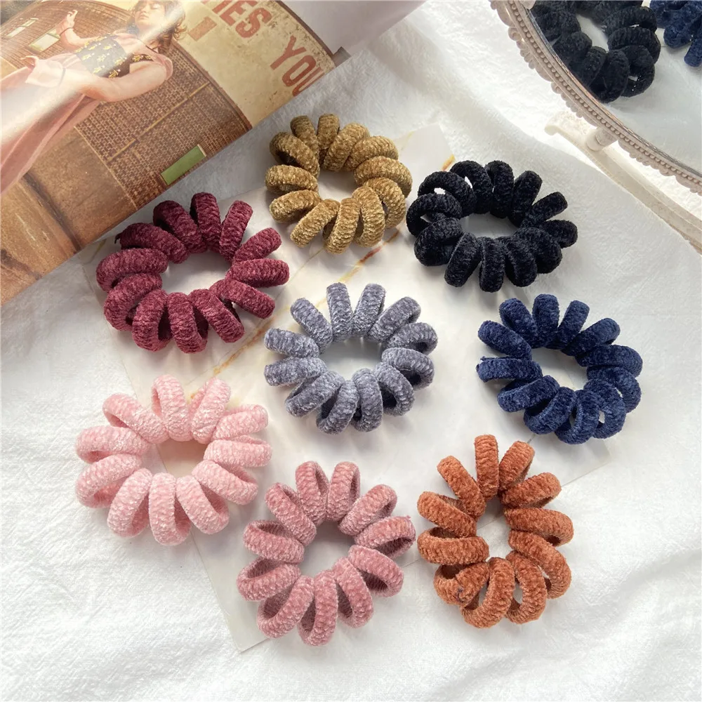 

8Pcs/Set Rubber Hair Rope Elastic Telephone Wire Hair Bands Spiral Shape Hair Ties Rubber Headbands For Women Hair Accessories